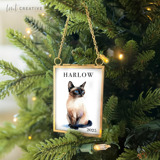 Pet Portrait Ornament – Custom Gold Frame, Pet Keepsake, Personalized Christmas Pet Gift, 2025 Pet Ornament, Dog Ornament, Cat Ornament