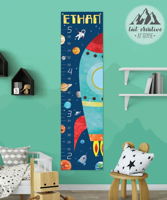 Rocket Ship Growth Chart - Canvas Hanging Growth Chart