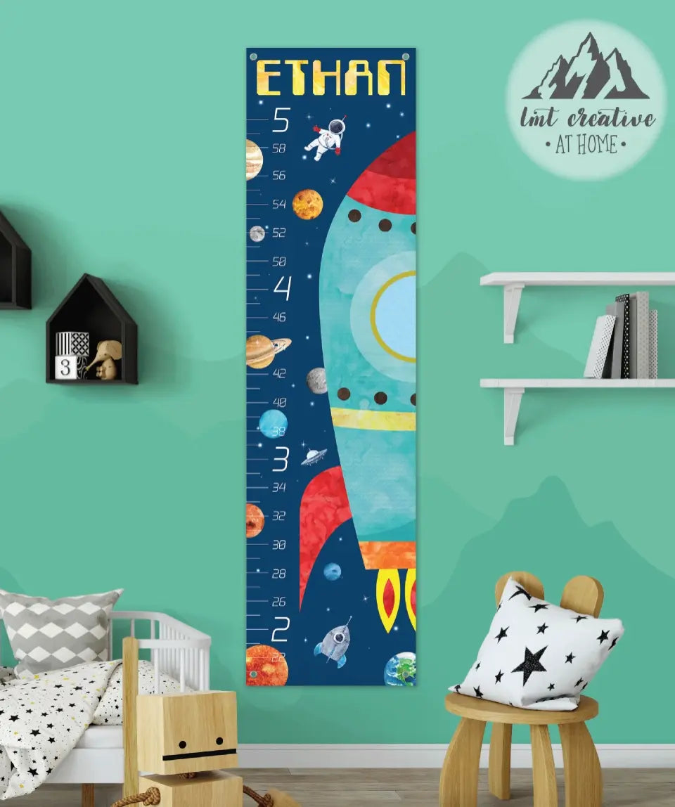 Rocket Ship Growth Chart - Canvas Hanging Growth Chart