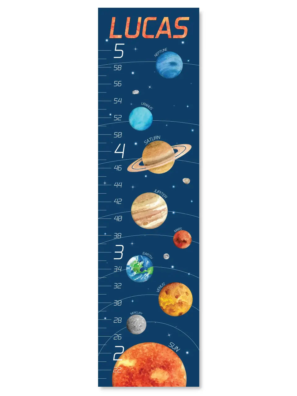 Solar System Growth Chart - Canvas Hanging Growth Chart