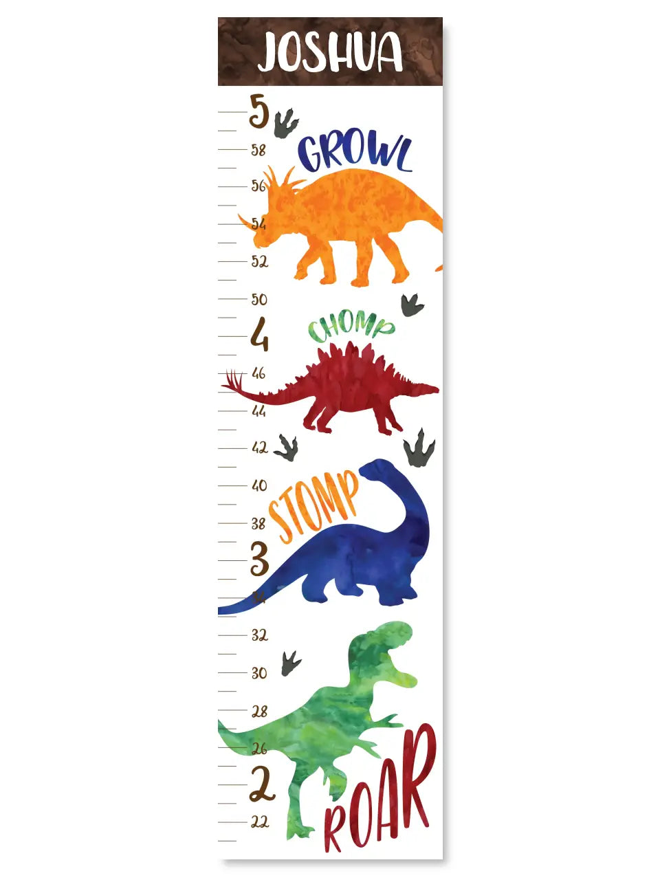 Dinosaur Growth Chart - Canvas Hanging Growth Chart