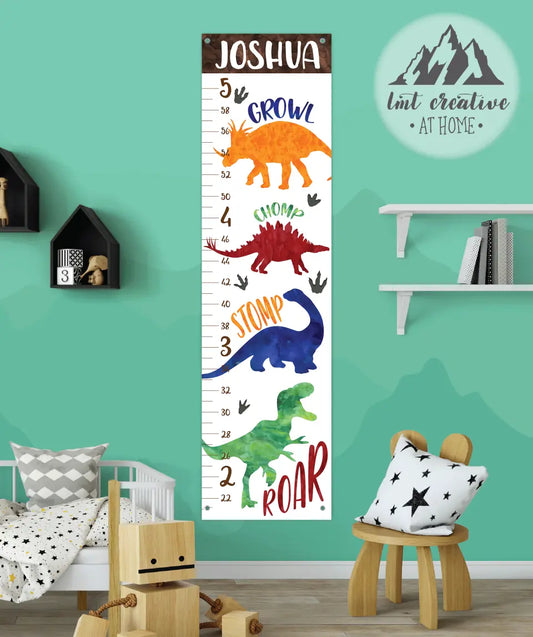 Dinosaur Growth Chart - Canvas Hanging Growth Chart