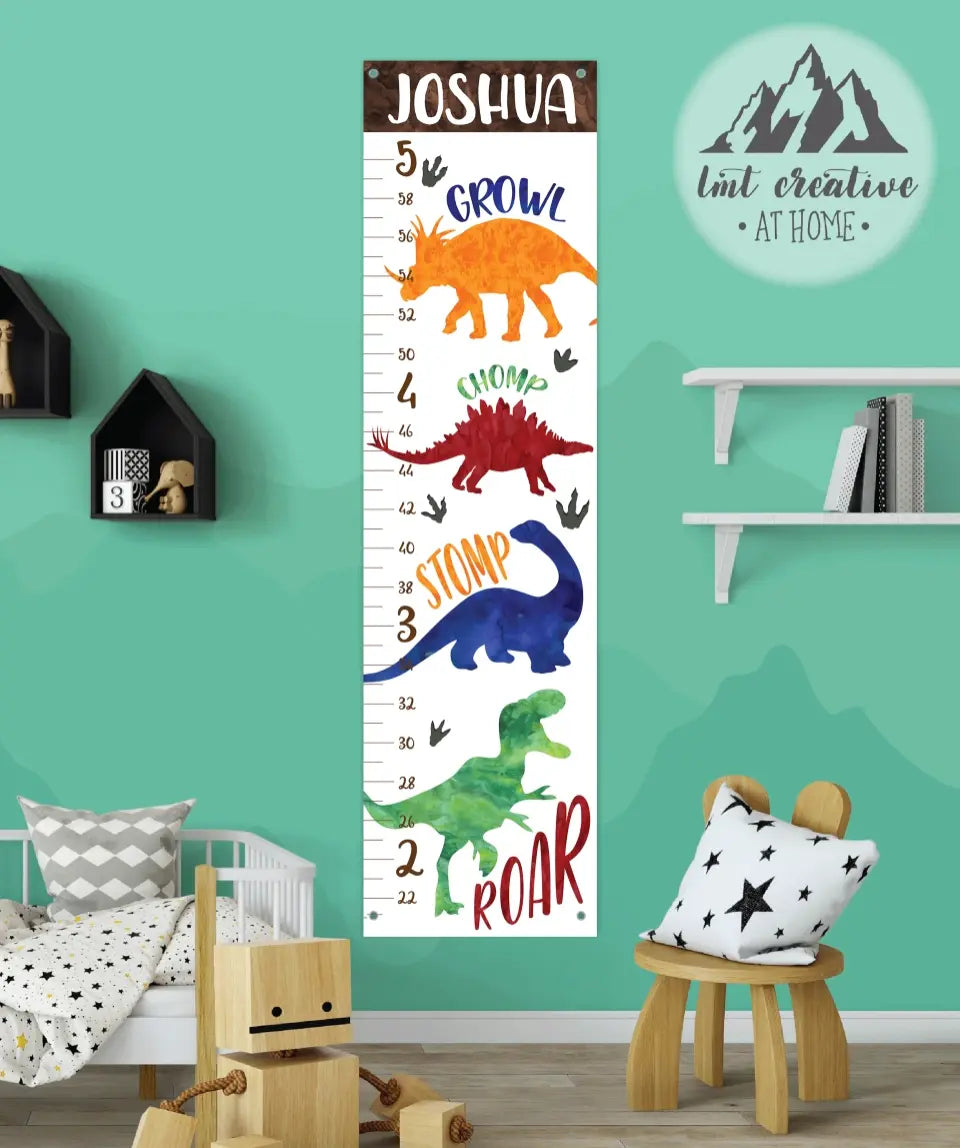 Dinosaur Growth Chart - Canvas Hanging Growth Chart
