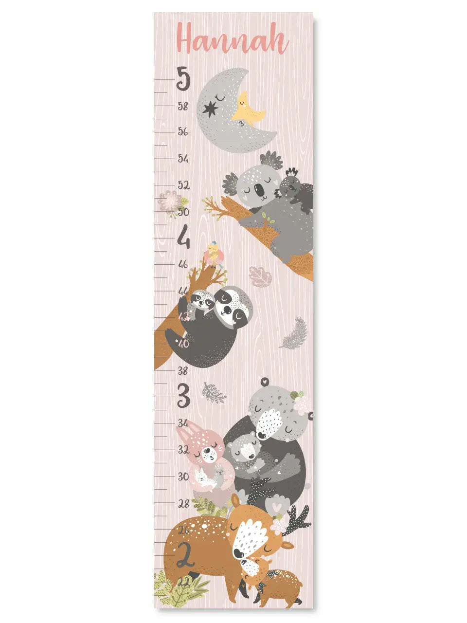 Pink Woodland Growth Chart - Canvas Hanging Growth Chart