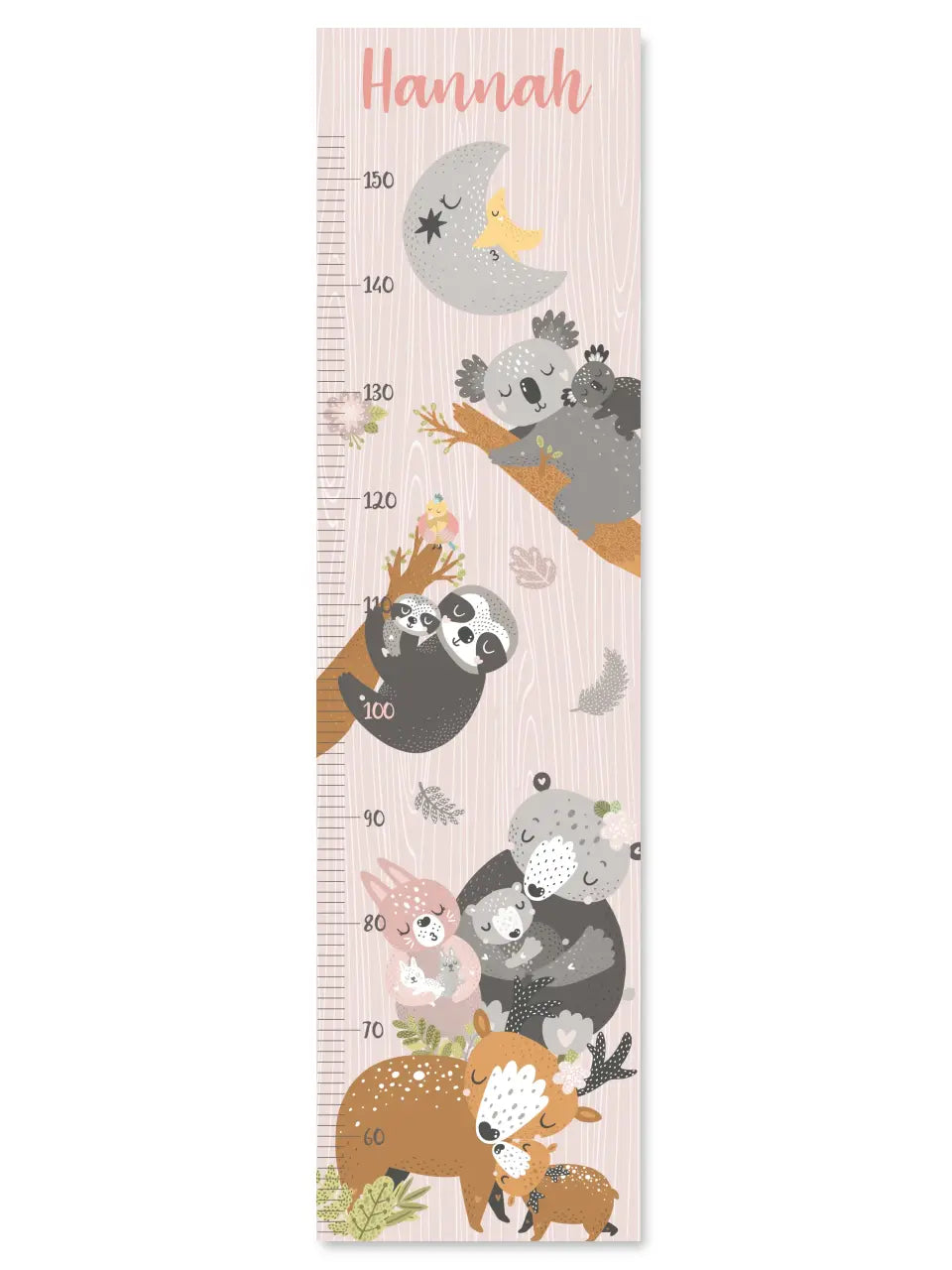 Pink Woodland Growth Chart - Canvas Hanging Growth Chart