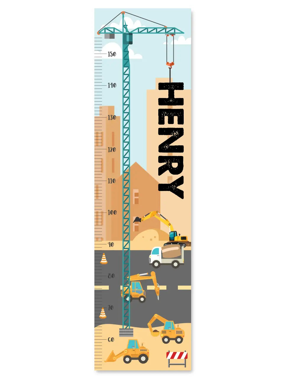 Construction Growth Chart - Canvas Hanging Growth Chart