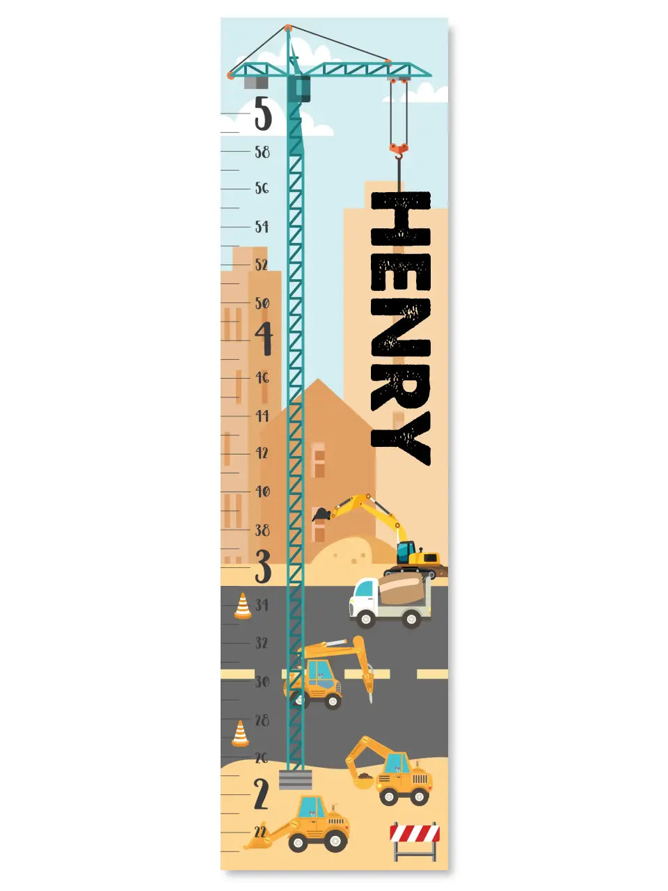 Construction Growth Chart - Canvas Hanging Growth Chart