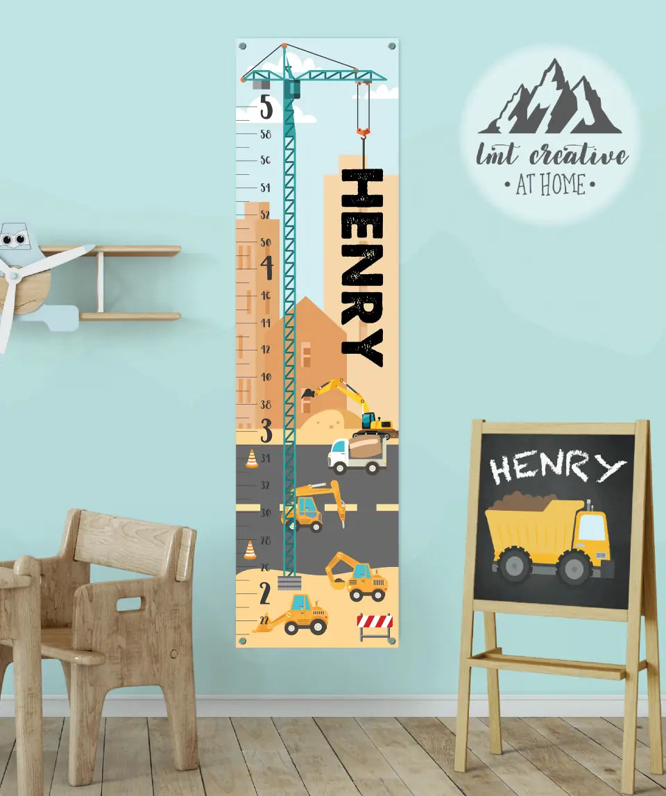 Construction Growth Chart - Canvas Hanging Growth Chart