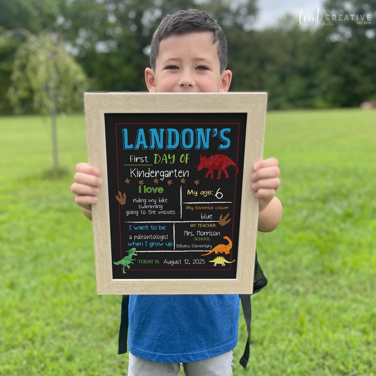 First Day Of School Sign, Personalized Back to School Sign, Custom First Day Of School, First Day of Kindergarten, Dinosaur, Last Day