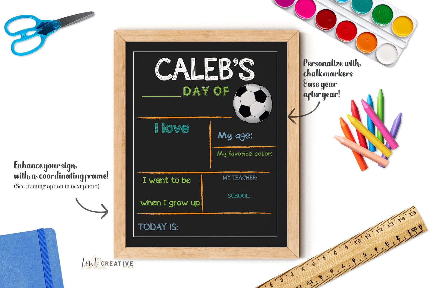 First Day Of School Sign, Personalized Back to School Sign, Custom First Day Of School, First Day of Kindergarten, Soccer, Last Day
