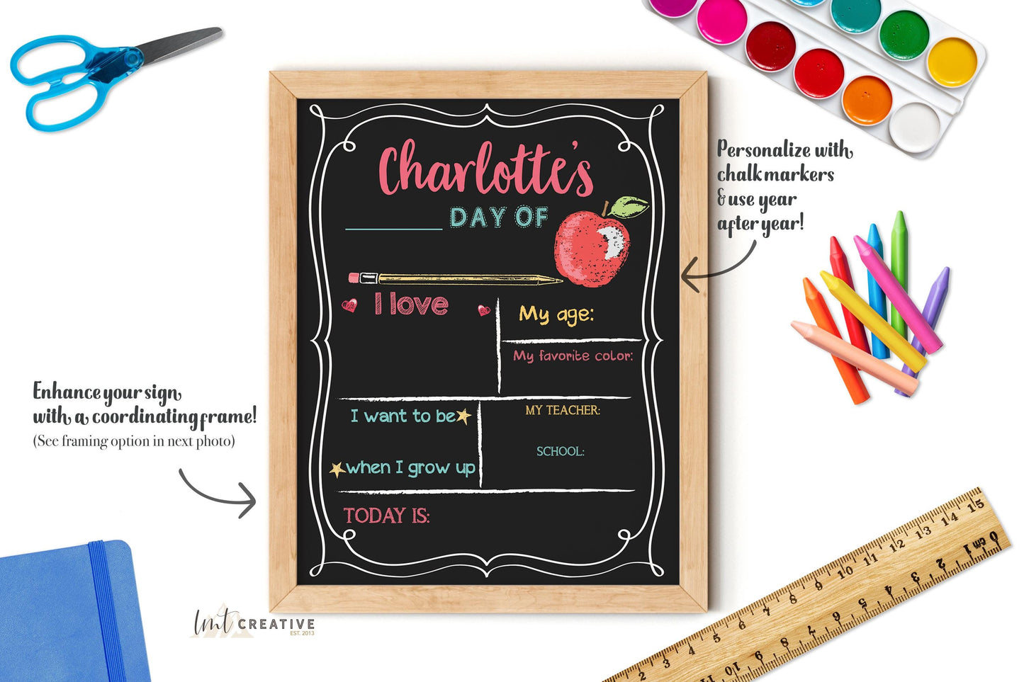 Personalized Back to School Sign, First Day Of School Sign, Reversible First Day Of School Sign, Last Day Of School, Reusable, Last Day