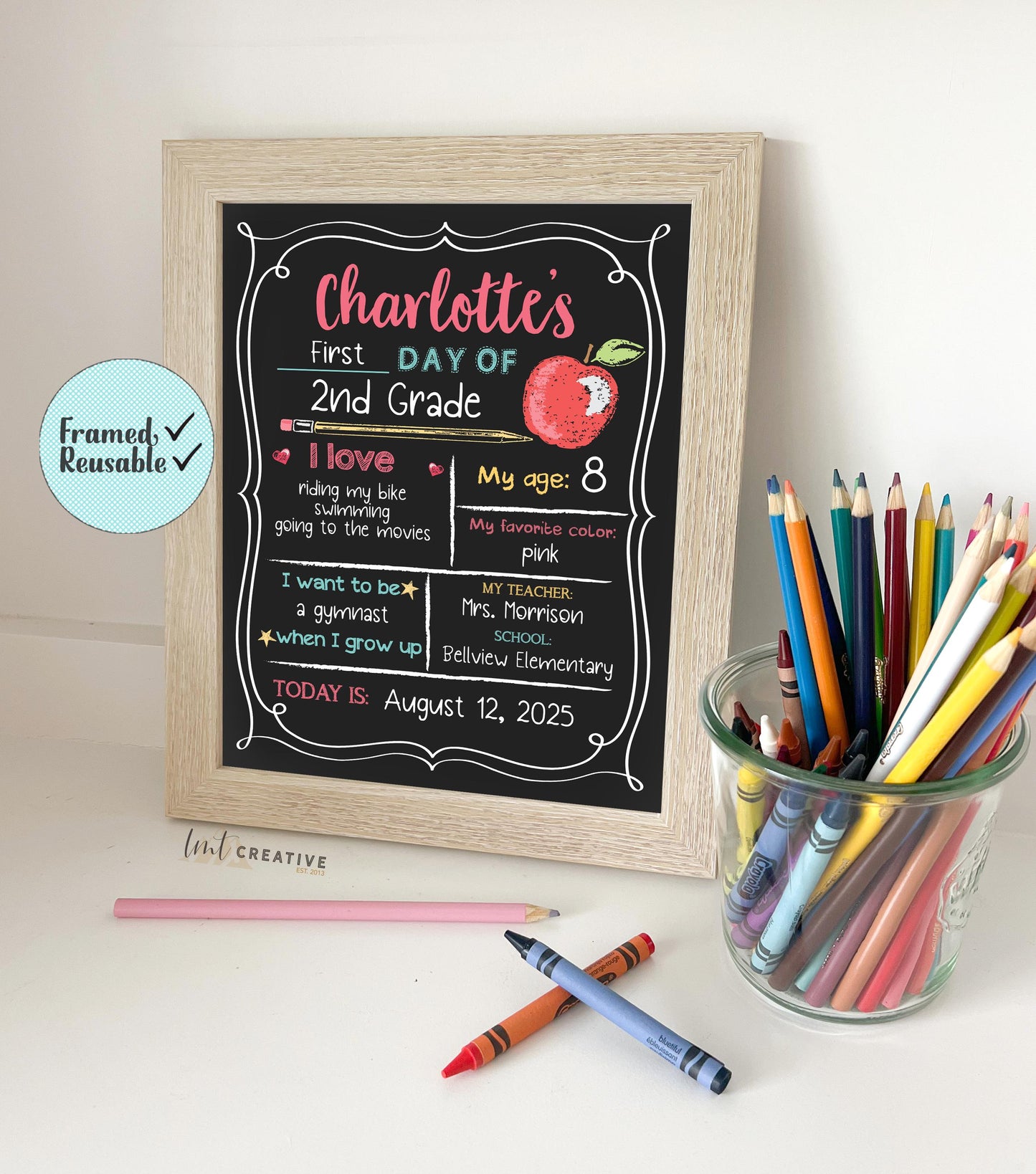 Personalized Back to School Sign, First Day Of School Sign, Reversible First Day Of School Sign, Last Day Of School, Reusable, Last Day