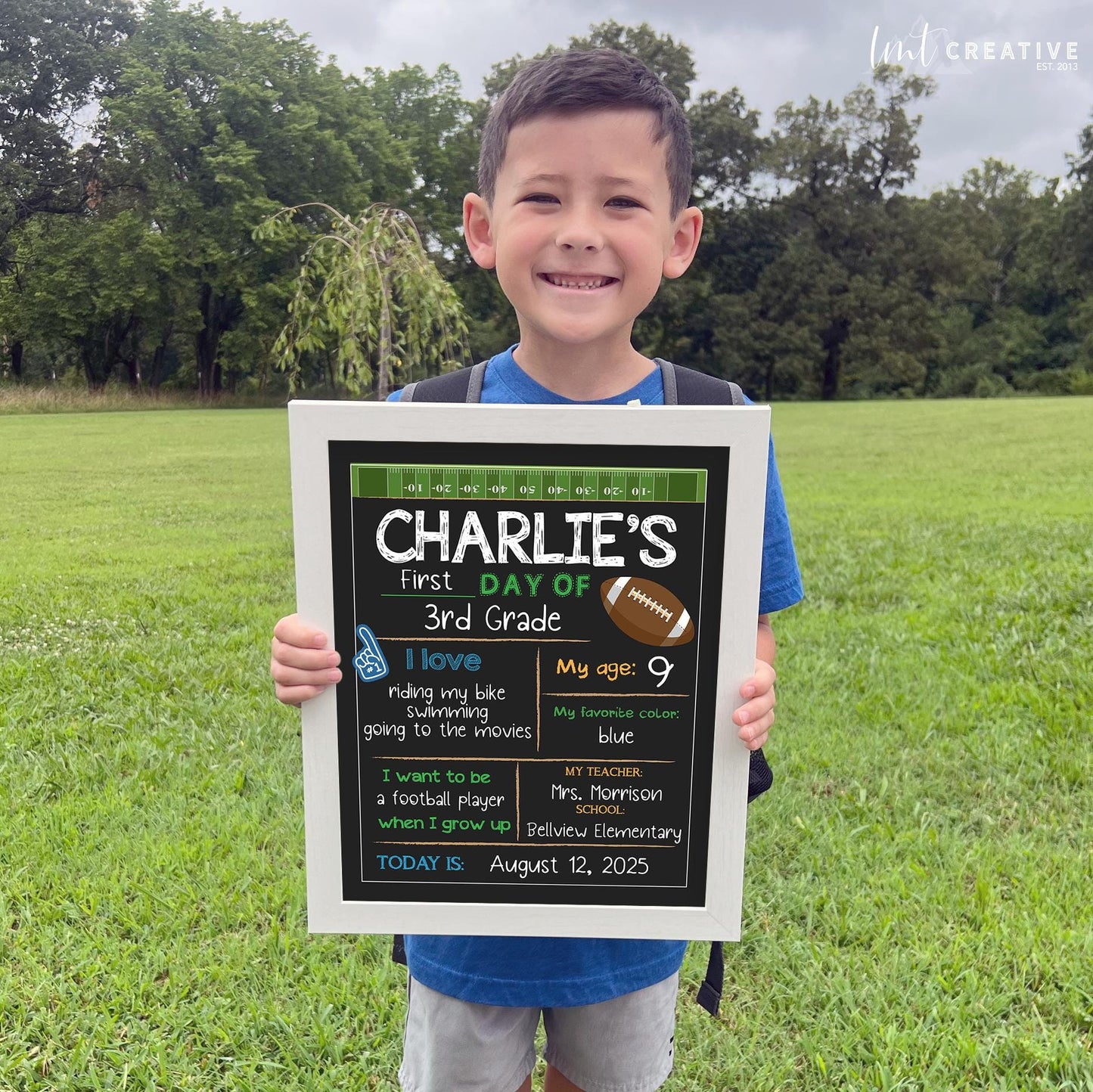 First Day Of School Sign, Personalized Back to School Sign, Custom First Day Of School, First Day of Kindergarten, Football, Last Day