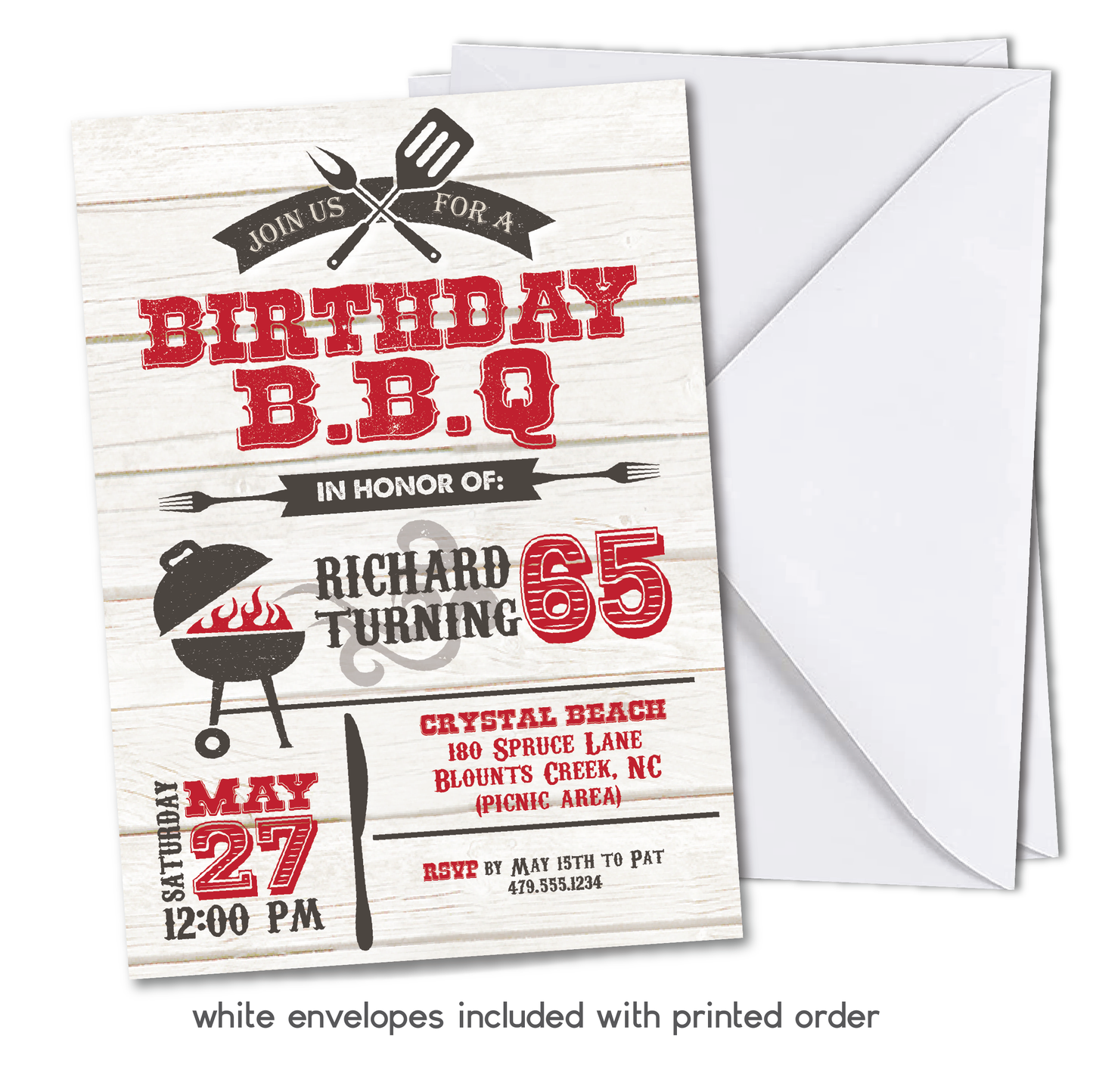 Barbeque Birthday Invitation - Backyard Barbeque Birthday BBQ Party Invite