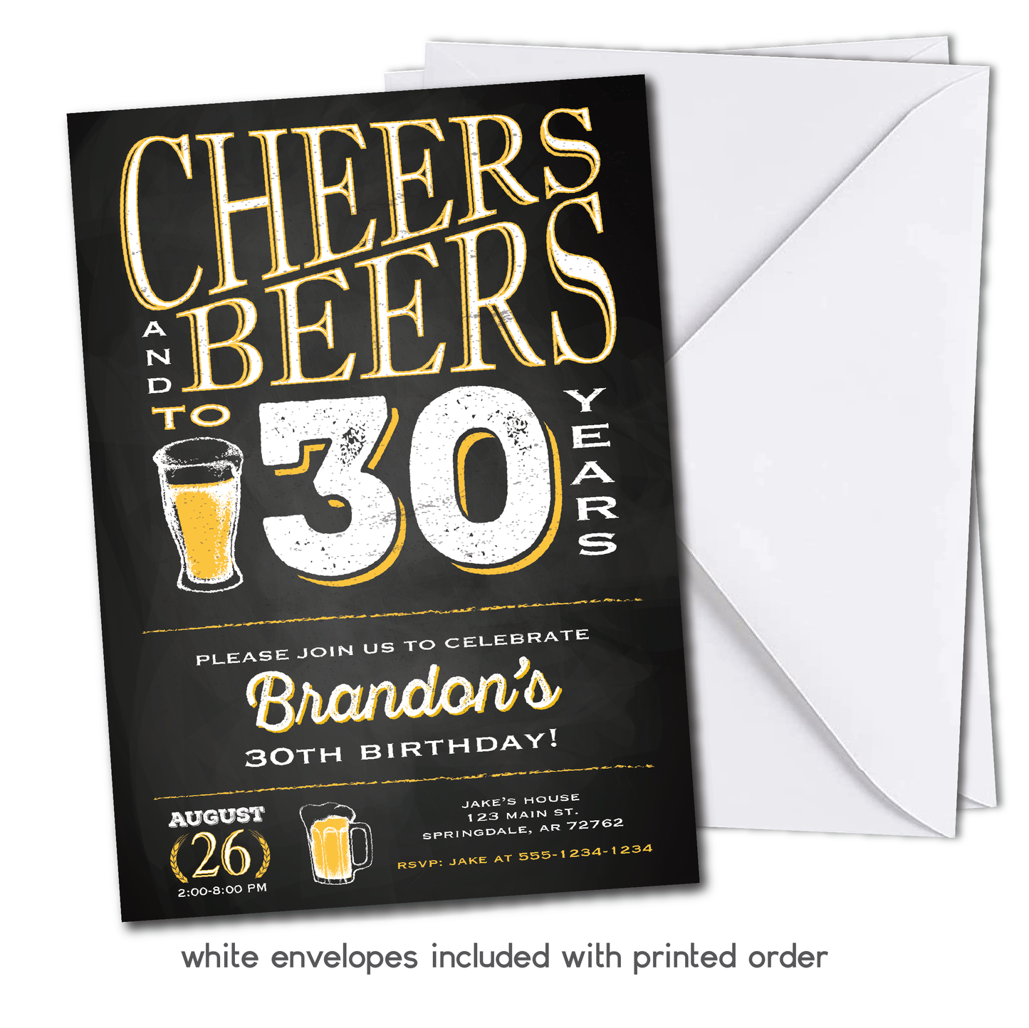 Cheers and Beers to 30 Years Birthday Invitation - 30th Birthday Party Invitation