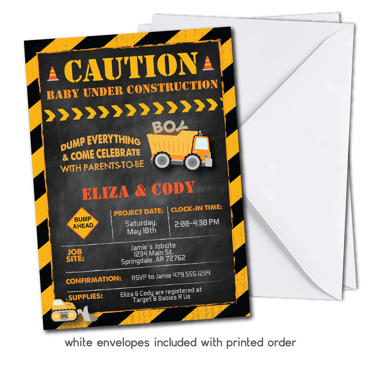 Construction Baby Shower Invitation - Construction Site Baby Shower Party Invite