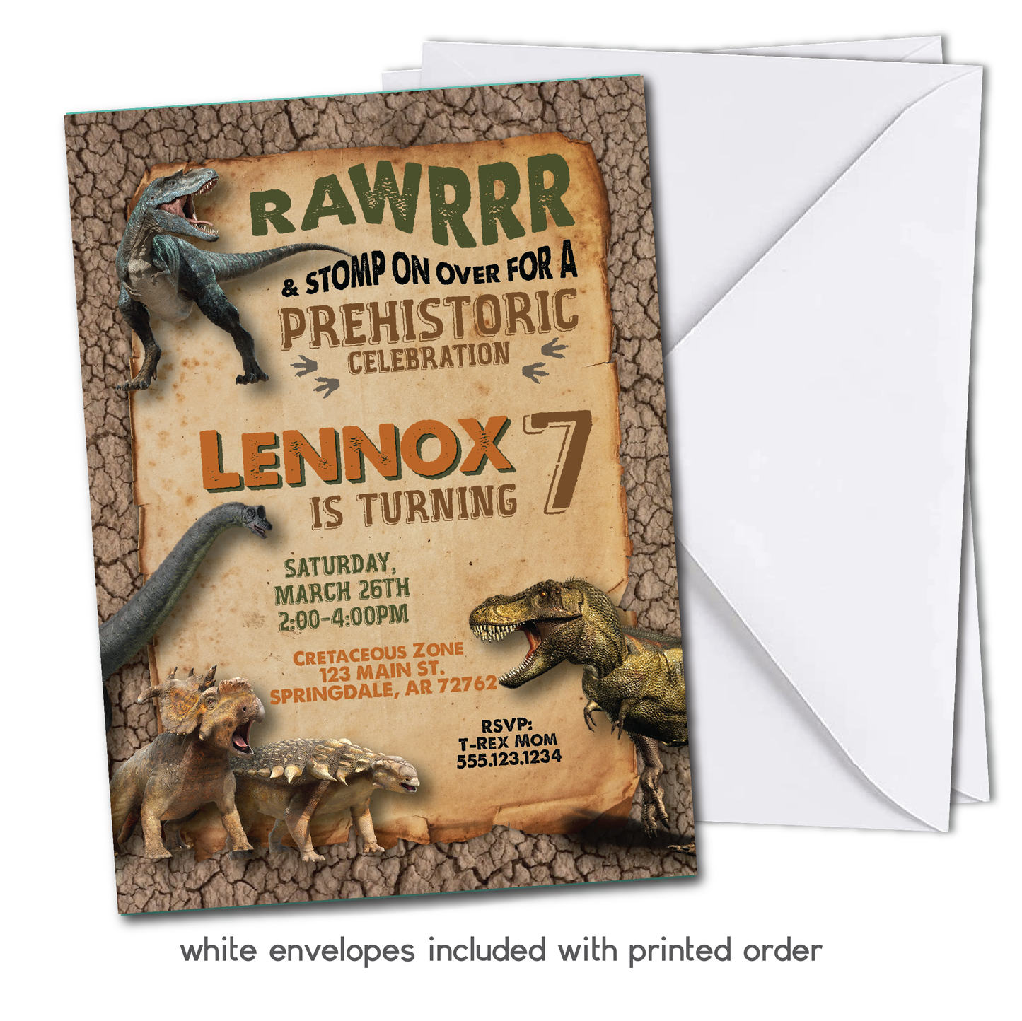 Kids Dinosaur Birthday Invitation - Dinosaur Party Invite