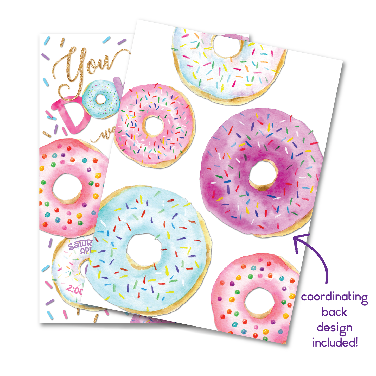 Kids Donut Birthday Invitation - Doughnut Themed Party Invite