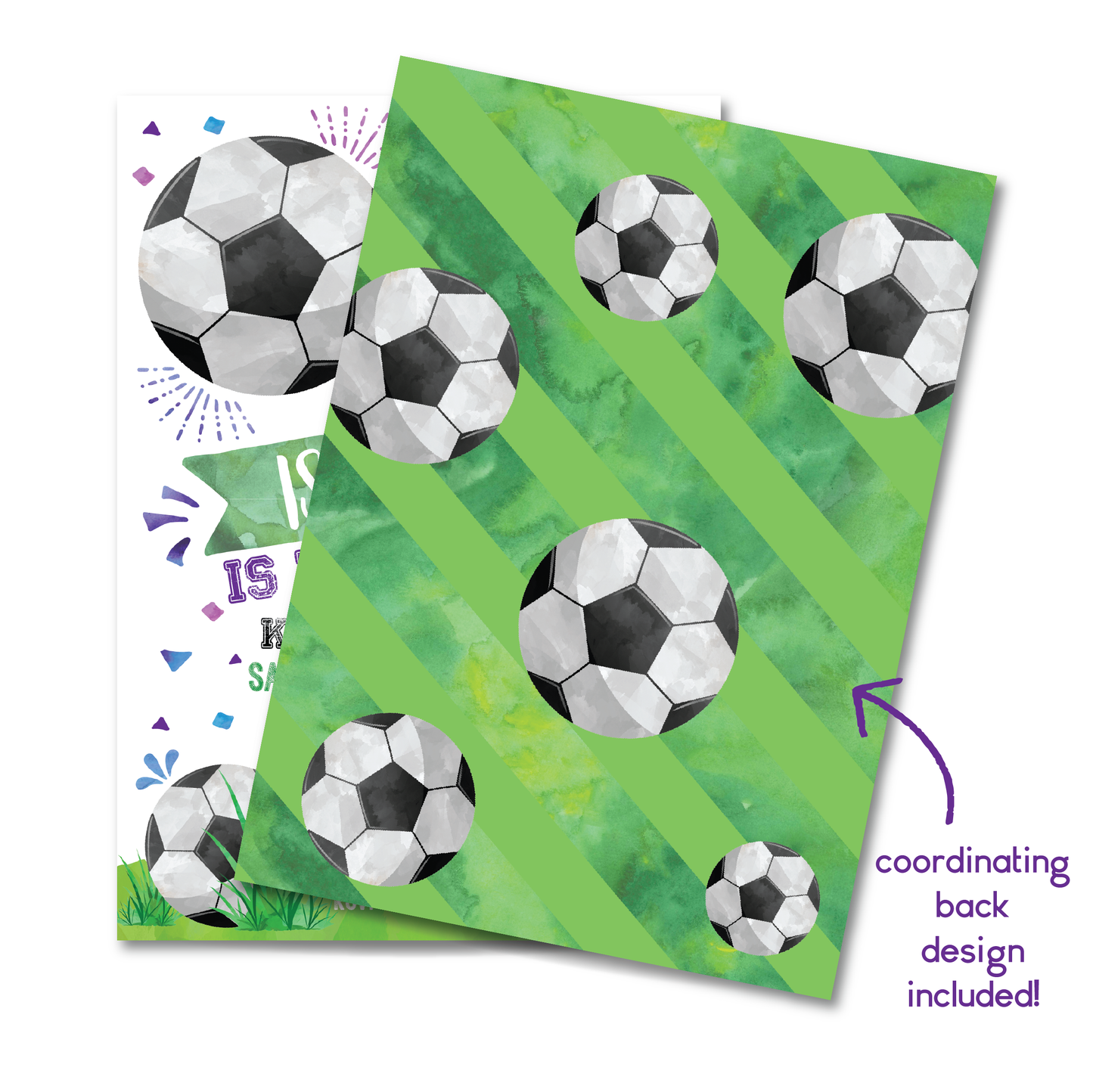 Girls Soccer Themed Birthday Invitation - Kids Soccer Birthday Party Invite