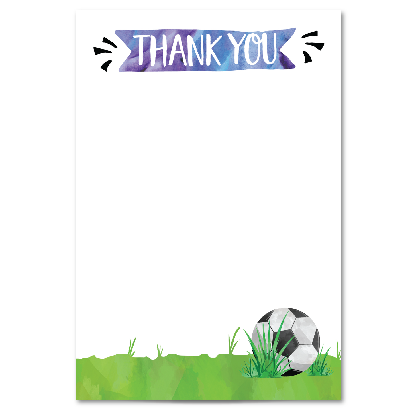 Soccer Birthday Thank You Cards - Blue - w/ Free Envelopes