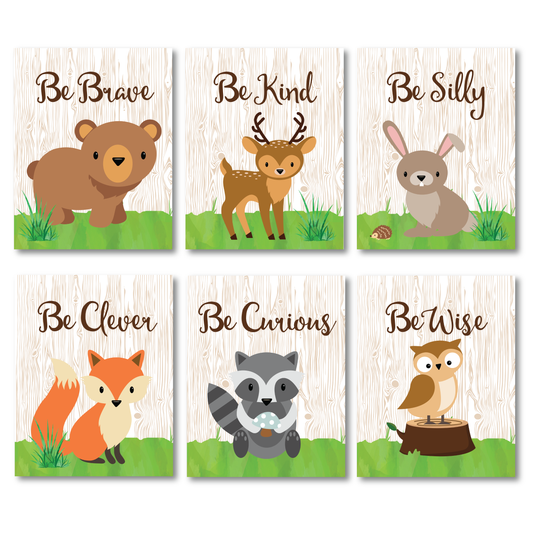 Woodland Wall Art - Set of 6 Prints - Kids Room Woodland Wall Art