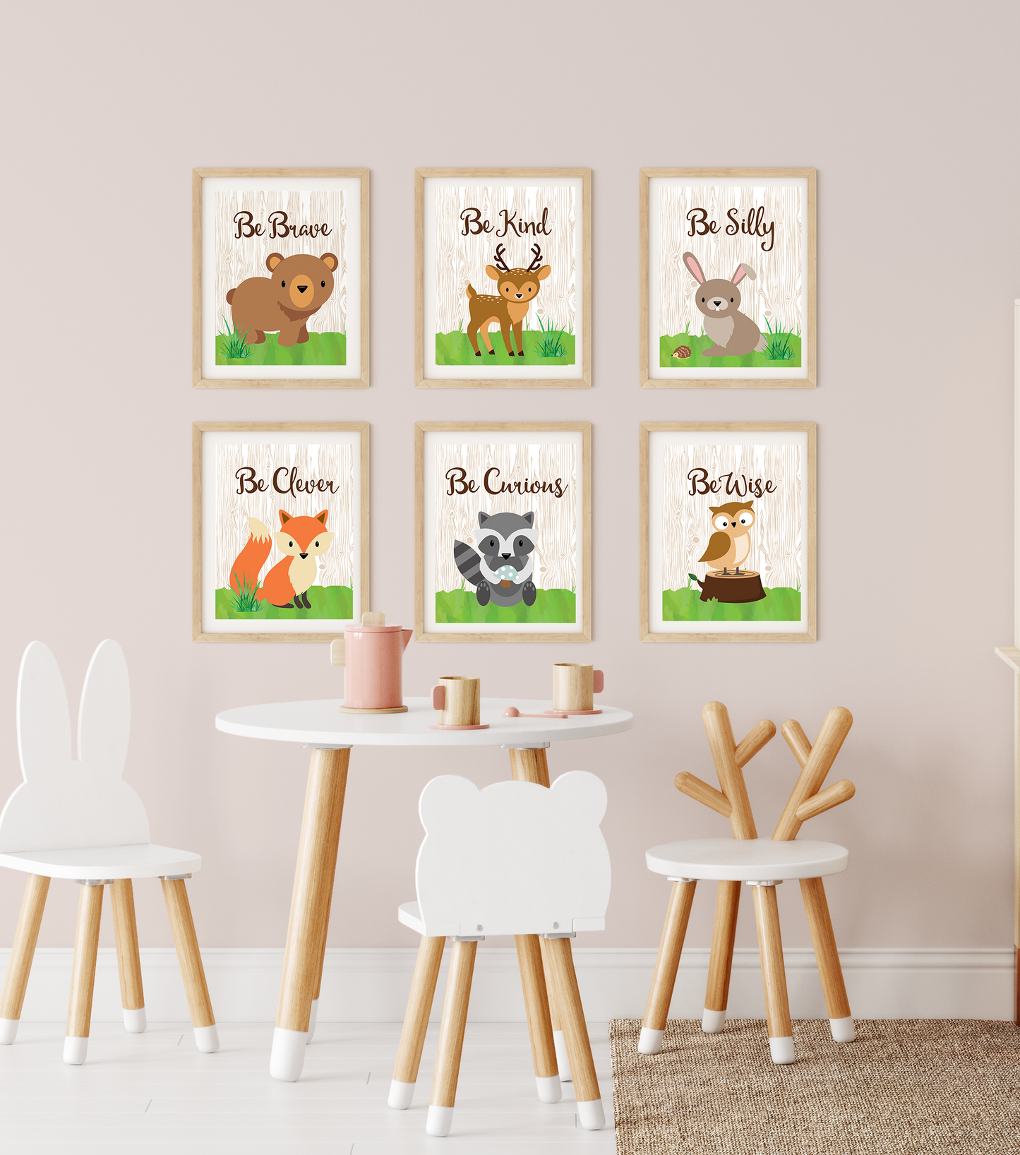Woodland Wall Art - Set of 6 Prints - Kids Room Woodland Wall Art
