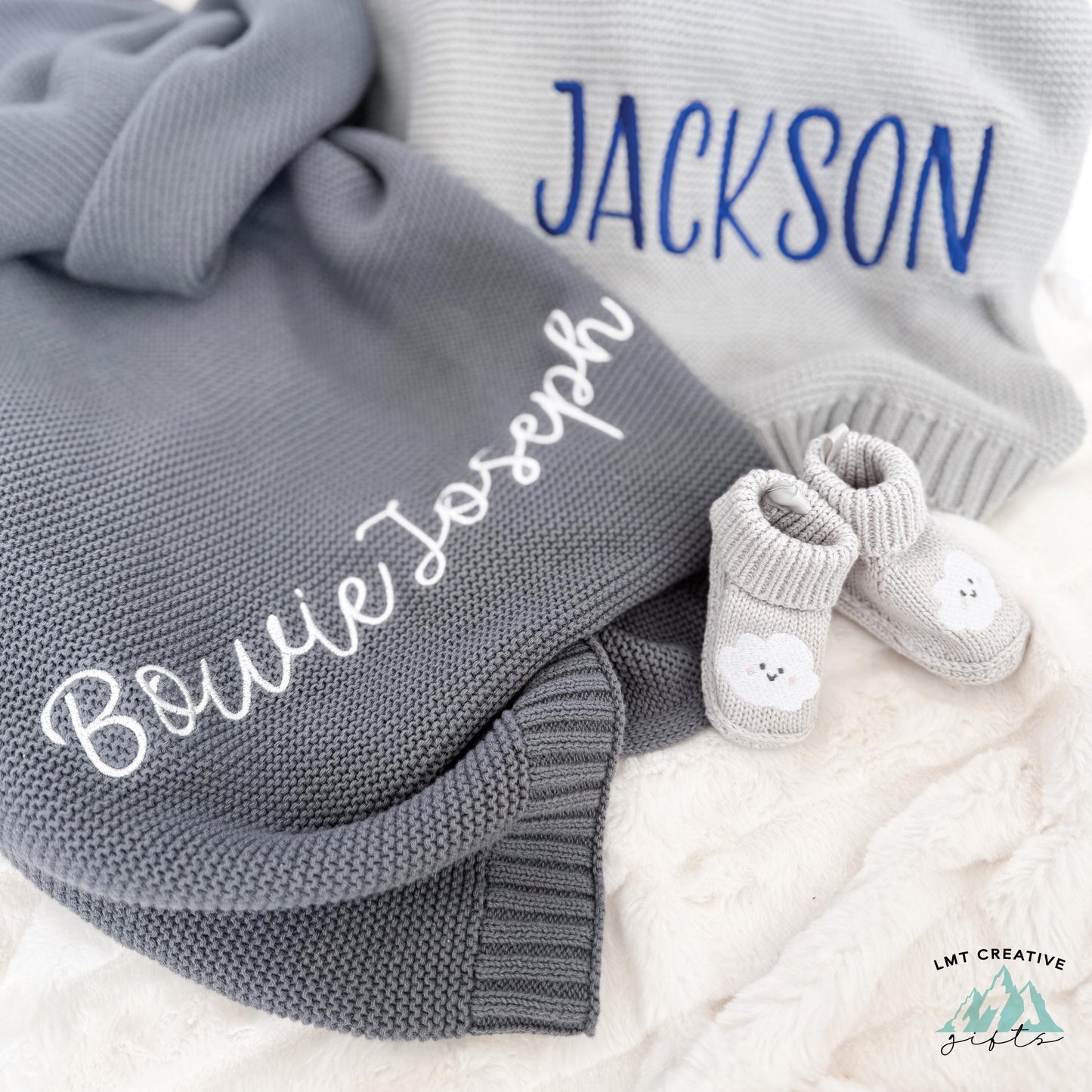 Custom Embroidered Baby Blanket – With Birthday, Monogrammed Newborn Baby Gift, Gift for Baby Shower, Newborn Baby Gift, Newborn Gift