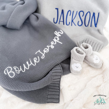 Custom Embroidered Baby Blanket – With Birthday, Monogrammed Newborn Baby Gift, Gift for Baby Shower, Newborn Baby Gift, Newborn Gift
