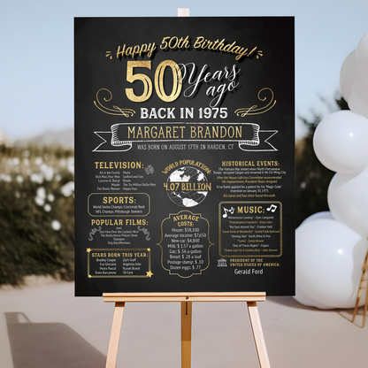 50th Birthday Sign, 50th Birthday Poster, Born in 1975