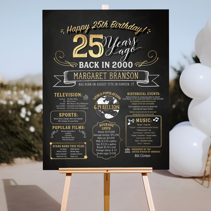 25th Birthday Sign, 25th Birthday Poster, Born in 2000