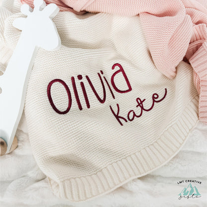 Personalized Baby Blanket, Baby Shower Gift, Baby gift, Baby Blanket, Embroidered Name Knit Blanket, Newborn Baby Gift, Unnamed Baby Gift