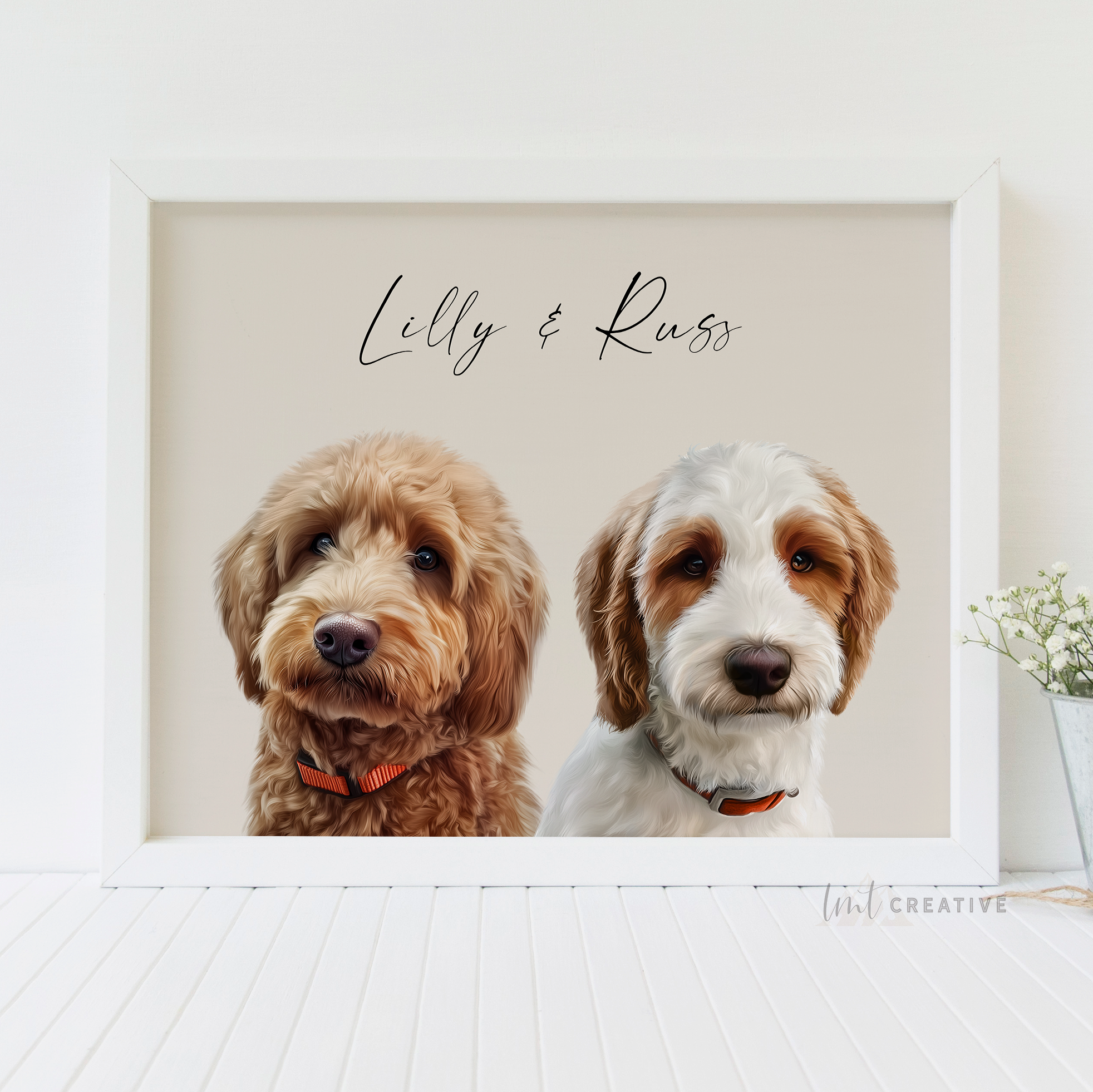 Custom Pet Portrait from Photo, Personalized Dog & Cat Portrait