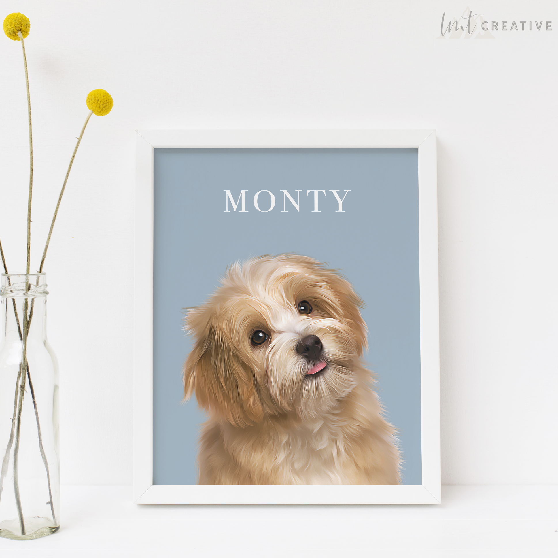 Custom Pet Portrait from Photo, Personalized Dog & Cat Portrait
