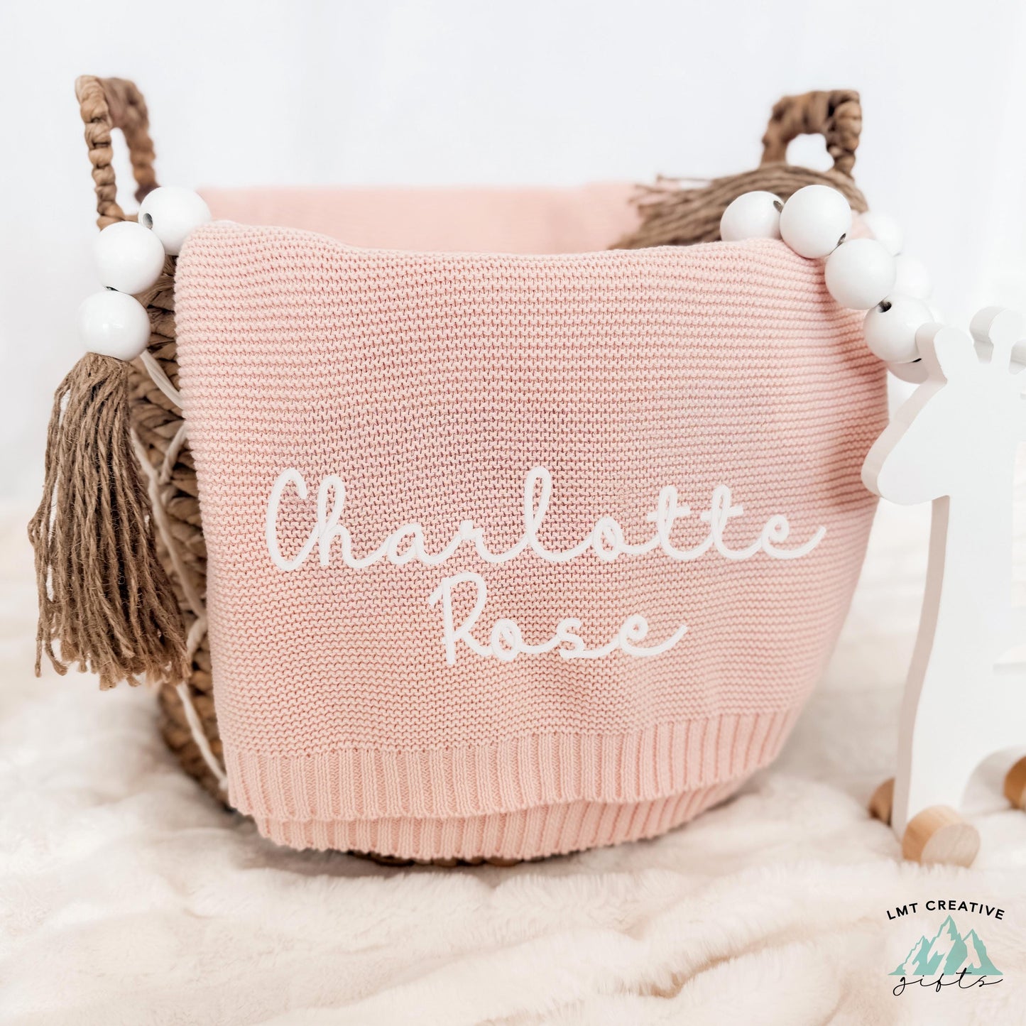 Custom Embroidered Baby Blanket – With Birthday, Monogrammed Newborn Baby Gift, Gift for Baby Shower, Newborn Baby Gift, Newborn Gift