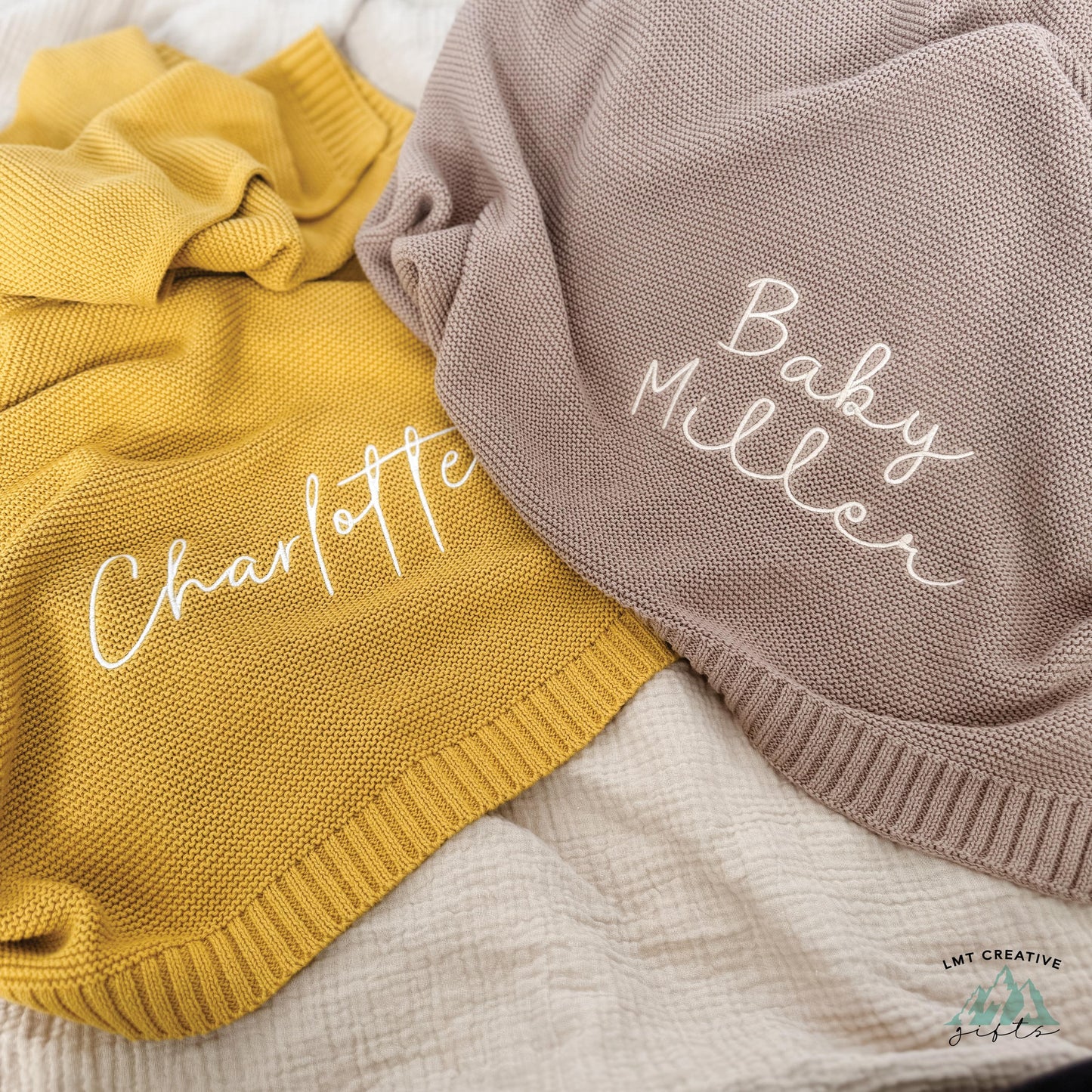 Custom Embroidered Baby Blanket – With Birthday, Monogrammed Newborn Baby Gift, Gift for Baby Shower, Newborn Baby Gift, Newborn Gift