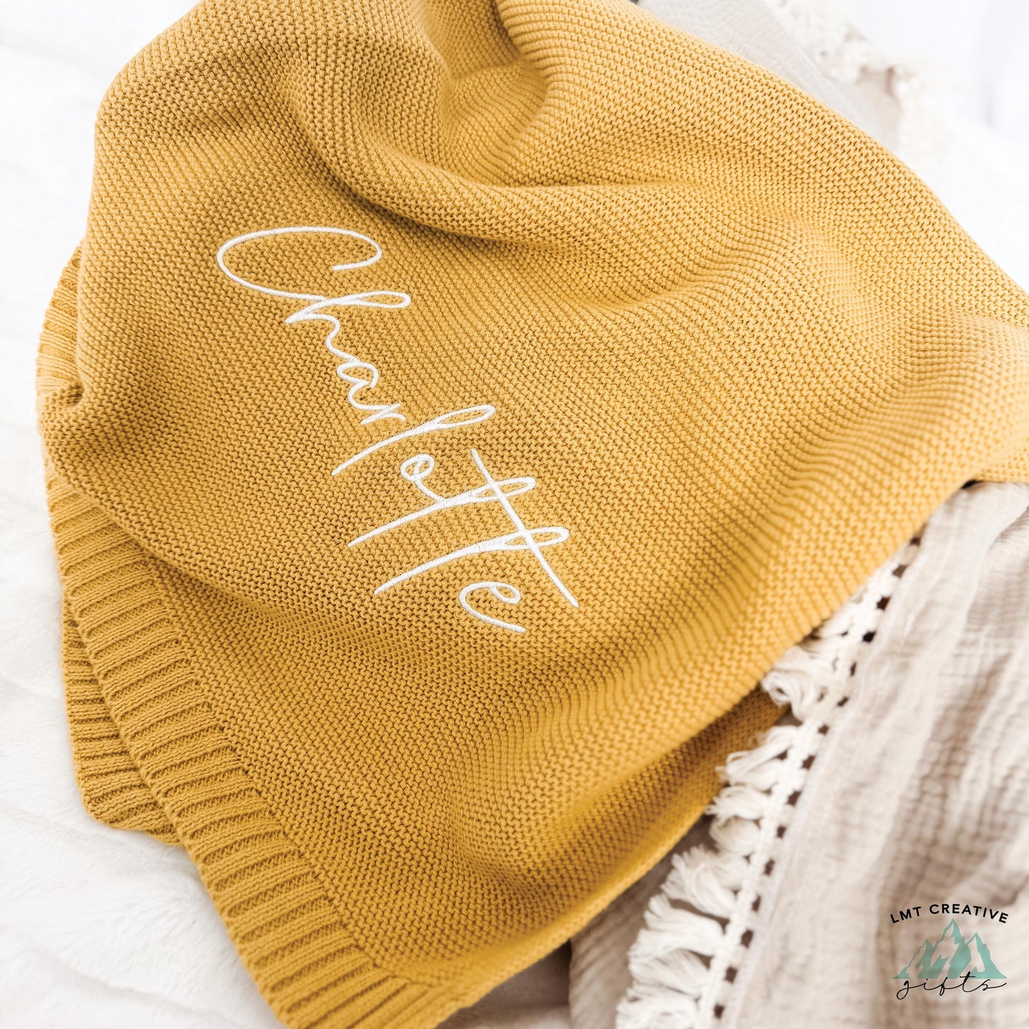 Knit Baby Blanket With Name, Monogrammed Newborn Baby Gift, Gift for Baby Shower, Newborn Baby Gift, Newborn Gift, Nursery Decor