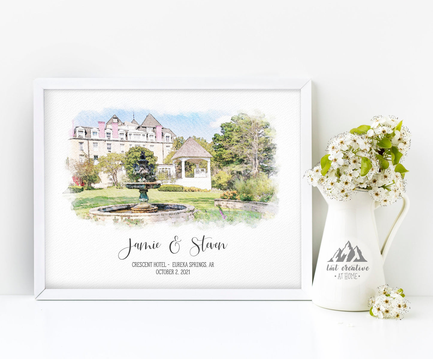 Custom Wedding Venue Portrait, Wedding Gift, Housewarming Gift, Couple Gift, Watercolor Wedding Venue, Digitally Mastered Watercolor effect