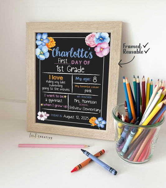 First Day Of School Sign, Personalized Back to School Sign, Custom First Day Of School,  First Day of Kindergarten, Last Day Of School