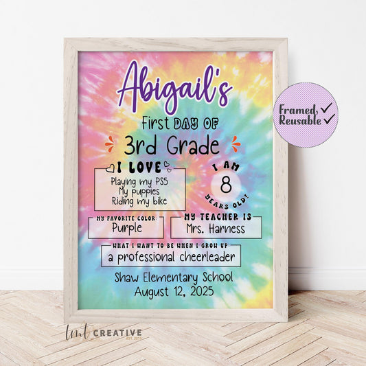 First Day Of School Sign, Personalized Back to School Sign, Custom First Day Of School,  First Day of Kindergarten, Last Day of School
