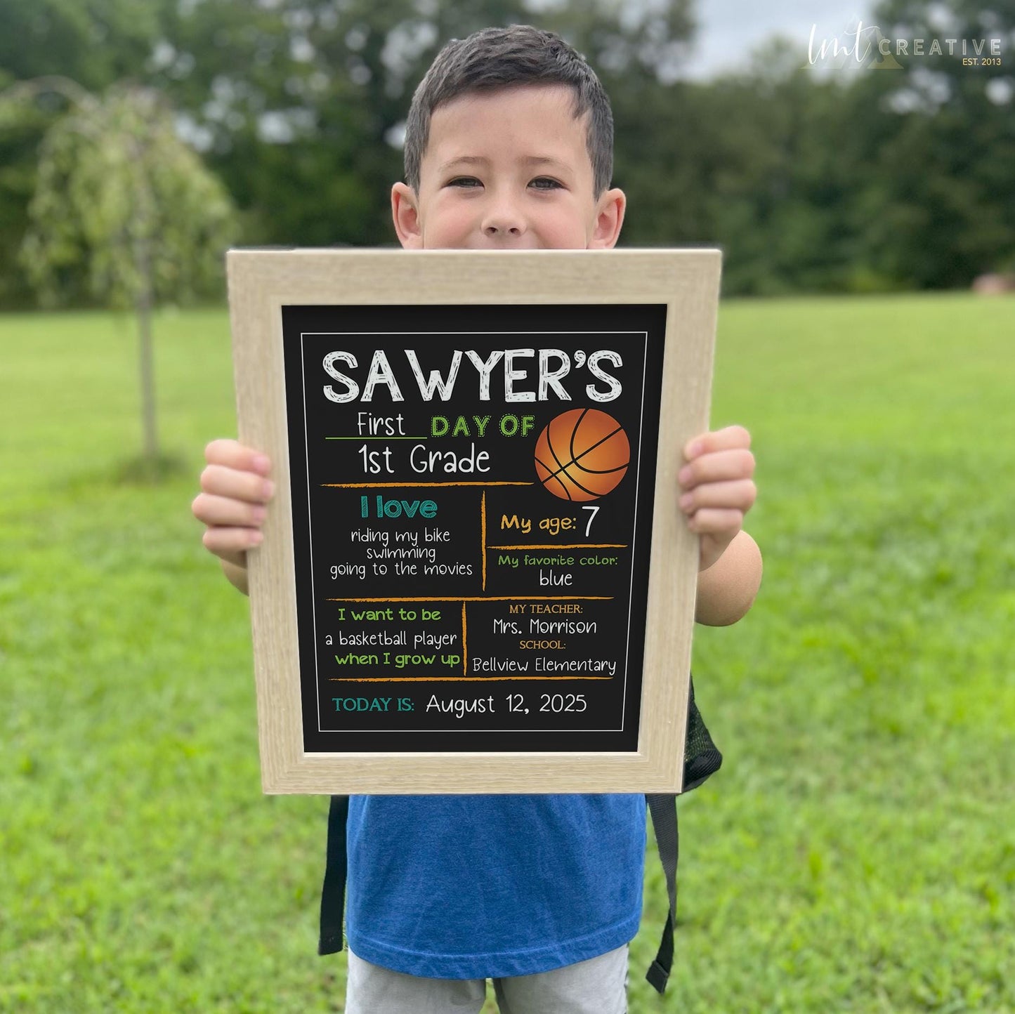 First Day Of School Sign, Personalized Back to School Sign, Custom First Day Of School,  First Day of Kindergarten, Basketball