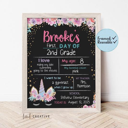 First Day Of School Sign, Personalized Back to School Sign, Custom First Day Of School Sign,  First Day of Kindergarten, Reusable, Last Day