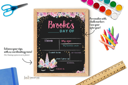 First Day Of School Sign, Personalized Back to School Sign, Custom First Day Of School Sign,  First Day of Kindergarten, Reusable, Last Day