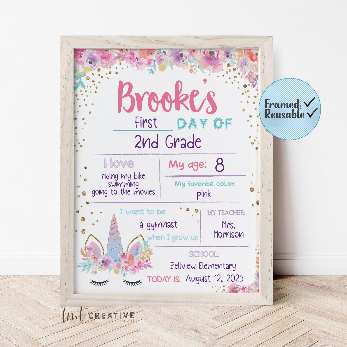 First Day Of School Sign, Personalized Back to School Sign, Custom First Day Of School Sign,  First Day of Kindergarten, Reusable, Last Day