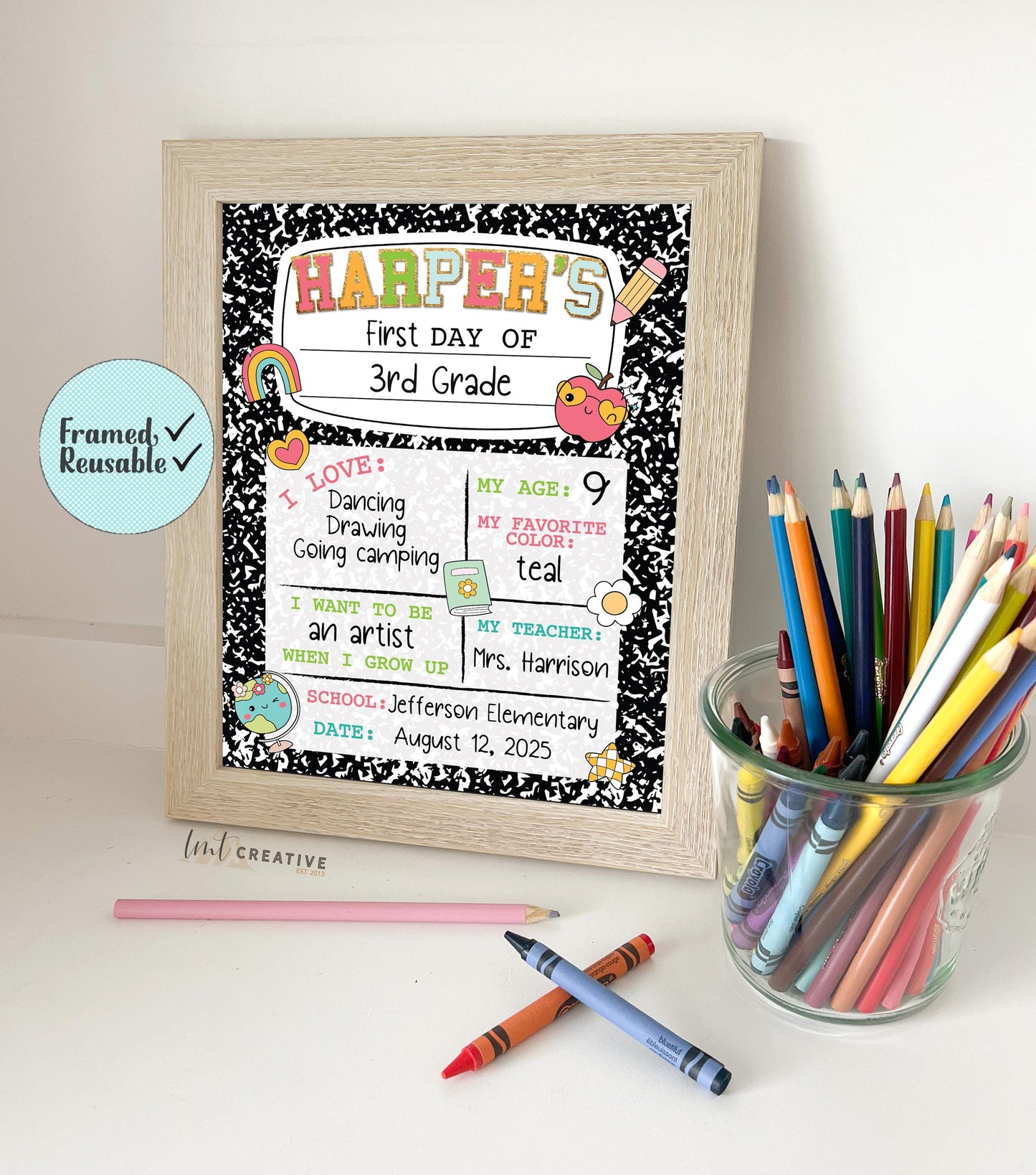Personalized Back to School Sign, First Day Of School Sign, Custom First Day Of School Sign,  First Day of Kindergarten, Reusable, Last Day