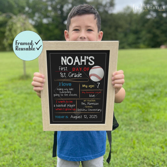First Day Of School Sign, Personalized Back to School Sign, Custom First Day Of School Sign, First Day of Kindergarten, Baseball, Last Day