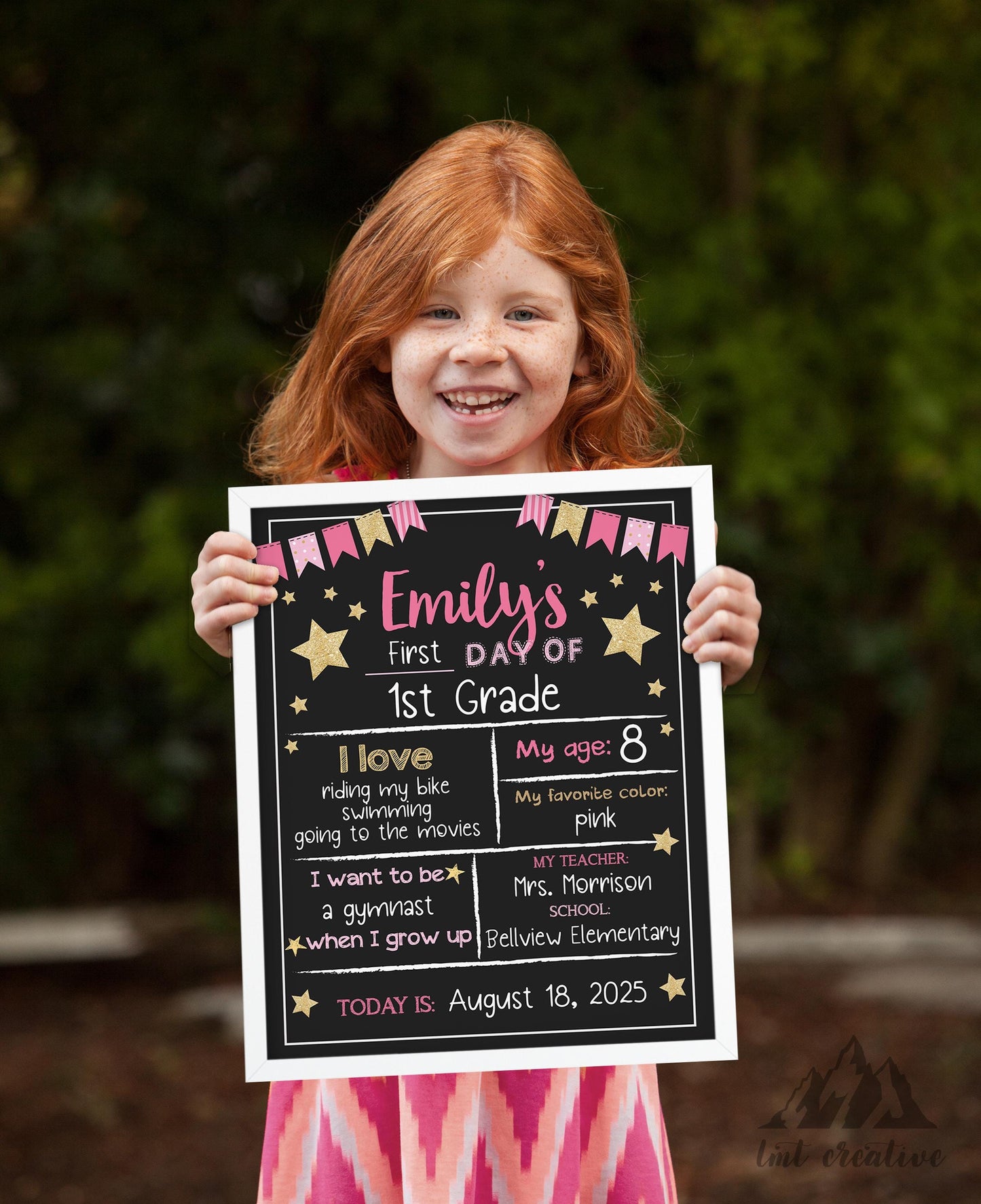 First Day Of School Sign, Personalized Back to School Sign, Custom First Day Of School,  First Day of Kindergarten, Last Day Of School, Girl