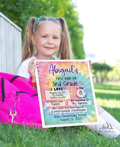 First Day Of School Sign, Personalized Back to School Sign, Custom First Day Of School,  First Day of Kindergarten, Last Day of School