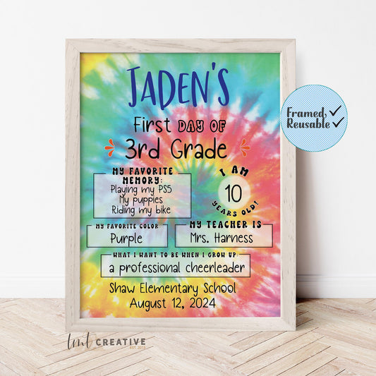 First Day Of School Sign, Personalized Back to School Sign, Custom First Day Of School,  First Day of Kindergarten, Boy, Last Day Of School