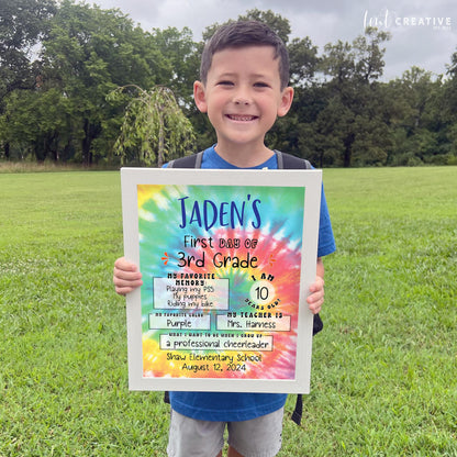 First Day Of School Sign, Personalized Back to School Sign, Custom First Day Of School,  First Day of Kindergarten, Boy, Last Day Of School