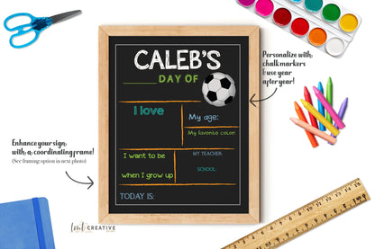 First Day Of School Sign, Personalized Back to School Sign, Custom First Day Of School,  First Day of Kindergarten, Soccer, Last Day